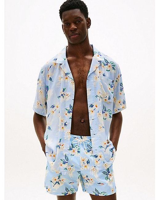 Camisa Con Cuello Cubano Estampada Tommy Hilfiger de hombre de color Blue