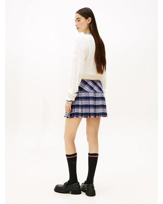 Tommy Hilfiger Blue Tartan Check Pleated Mini Skirt