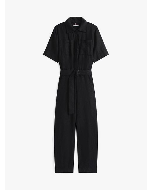 Combinaison En Lin Mélangé Ceinturée Tommy Hilfiger en coloris Black