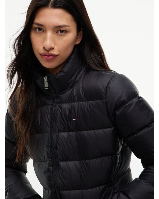 Tommy Hilfiger Black Faux Fur Hood Slim Down Jacket