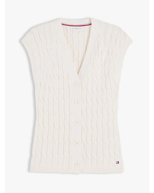 Tommy Hilfiger Blue Cable Knit Slim Cap Sleeve Cardigan