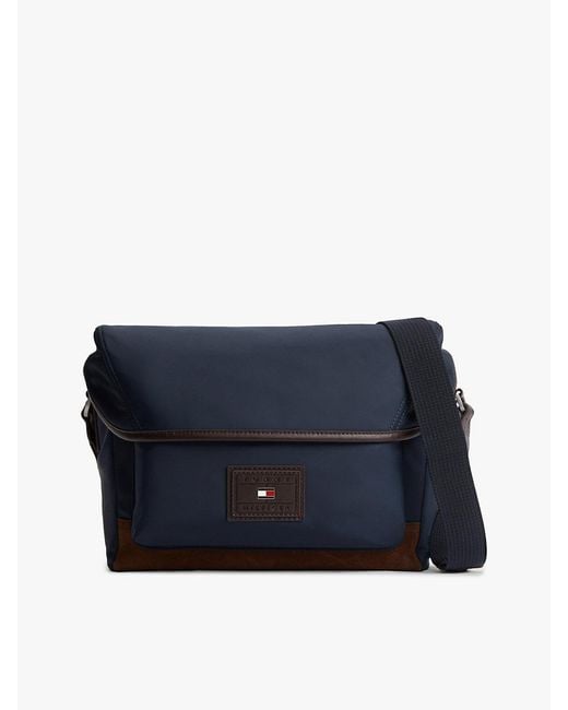 Tommy Hilfiger Blue Heritage Logo Patch Crossbody Satchel for men
