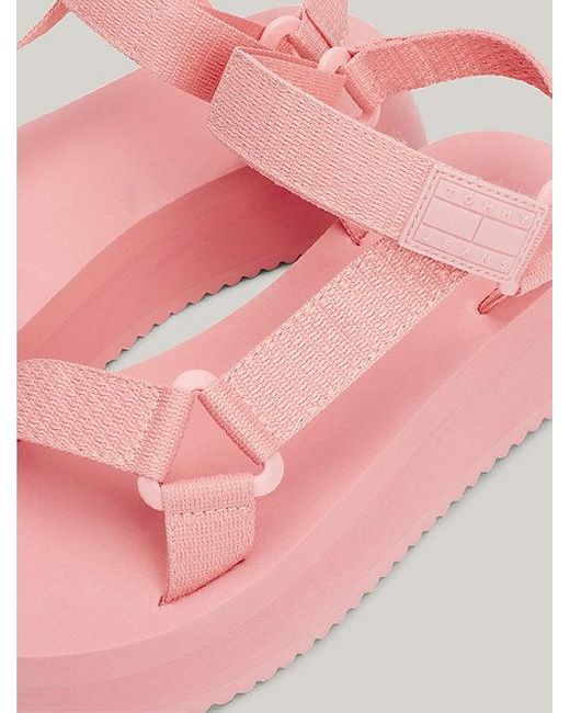 Sandalias de plataforma con parche Tommy Hilfiger de color Pink