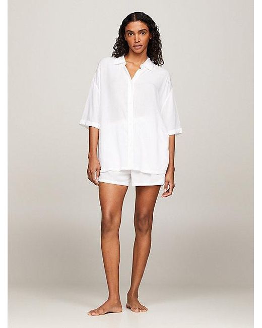 Tommy Hilfiger White Essential Cover-Up Strandbluse