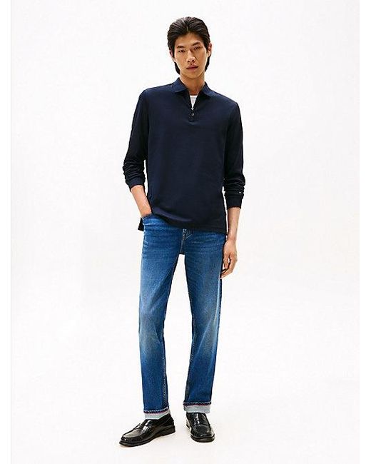 Tommy Hilfiger Regular Fit Langarm-Poloshirt in Blue für Herren