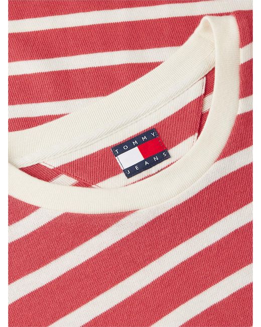 Tommy Hilfiger White Logo Label Stripe Relaxed Jersey T-Shirt for men