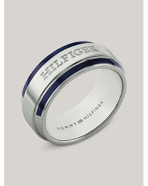 Anillo de acero inoxidable con esmalte azul Tommy Hilfiger de hombre de color Azul Lyst