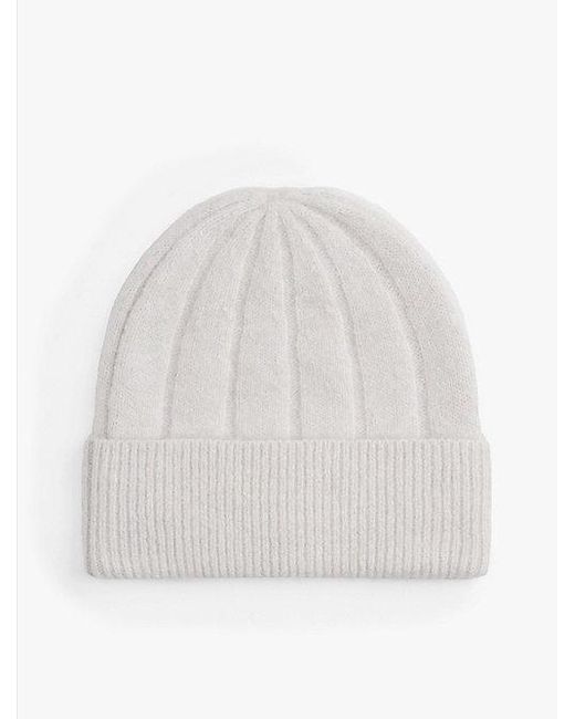 Tommy Hilfiger Fluffy Beanie Met Wol En Hilfiger-Vlag in het White