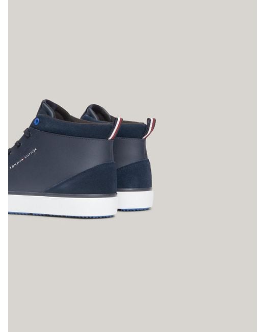 Tommy Hilfiger Blue Leather Fine-cleat High-top Trainers for men