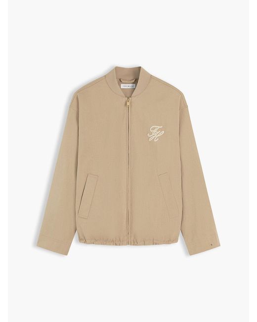 Tommy Hilfiger Natural Logo Appliqué Twill Bomber Jacket