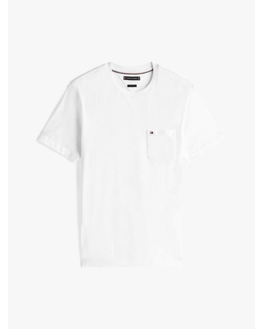 Tommy Hilfiger White Patch Pocket Jersey Crew Neck T-shirt for men