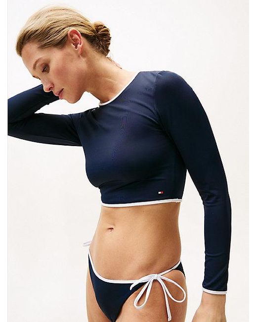 Tommy Hilfiger Rashguard Met Contrasterende Randen in het Blue