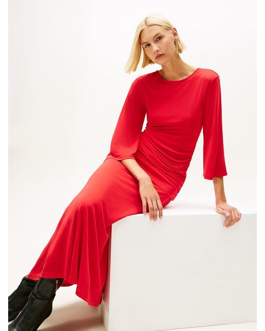 Tommy Hilfiger Festive Crepe Slim Gathered Midi Dress
