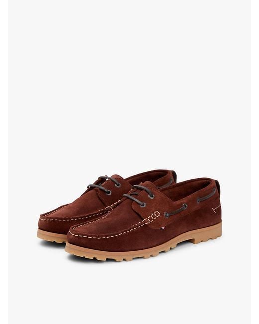 Tommy Hilfiger Brown Suede Cleat Lightweight Boat Shoes for men