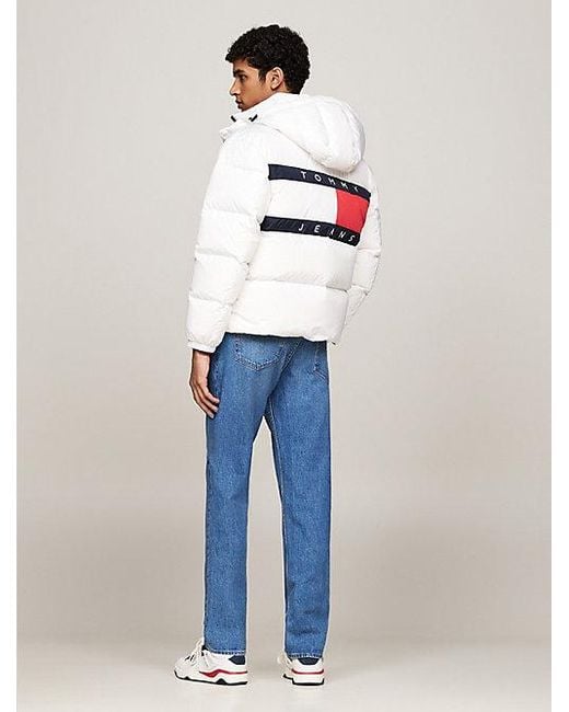 Tommy Hilfiger Alaska Puffer-Jacke Mit Flag-Badge in White für Herren