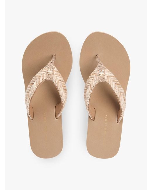 Tommy Hilfiger Natural Rope Strap Wedge Flip-Flops