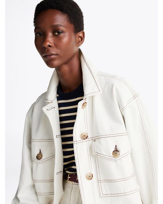 Tommy Hilfiger White Oversized Denim Utility Jacket