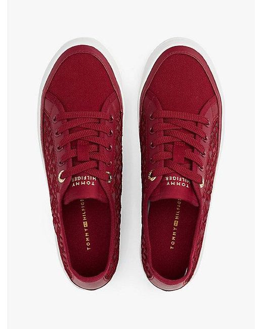 Tommy Hilfiger Mesh Sneaker Met Geborduurd Th-Monogram in het Red