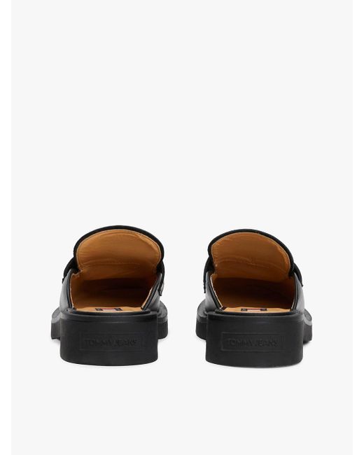 Tommy Hilfiger Black Leather Loafer Mules