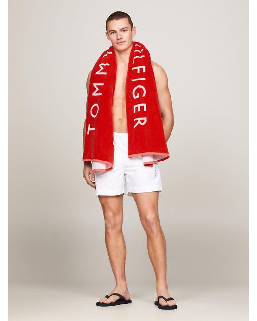 Tommy Hilfiger Red Th Original Logo Swim Towel