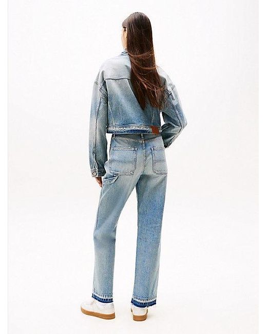 Tommy Hilfiger Blue Cropped Oversized Fit Trucker-Jeansjacke