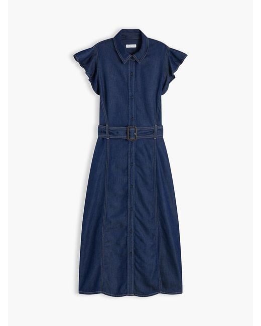 Tommy Hilfiger Blue Denim Fit And Flare Midi Dress