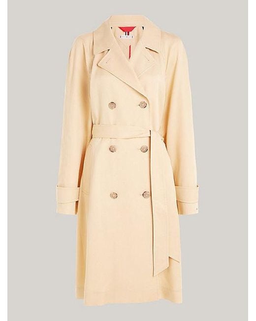 Tommy Hilfiger Curve Relaxed Fit Double-breasted Trenchcoat in het Natural