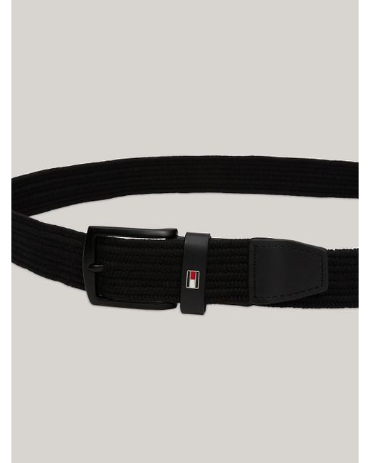 Tommy Hilfiger Black Denton Woven Elastic Belt for men
