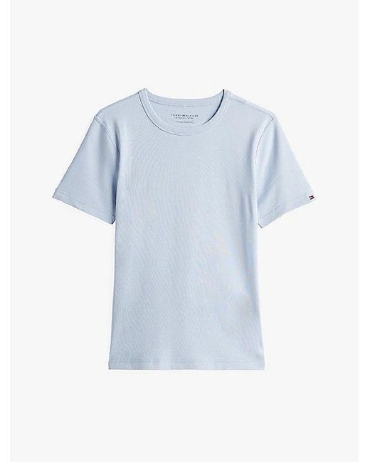 Tommy Hilfiger Blue Adaptive Slim Fit T-Shirt Mit Flag-Stickerei