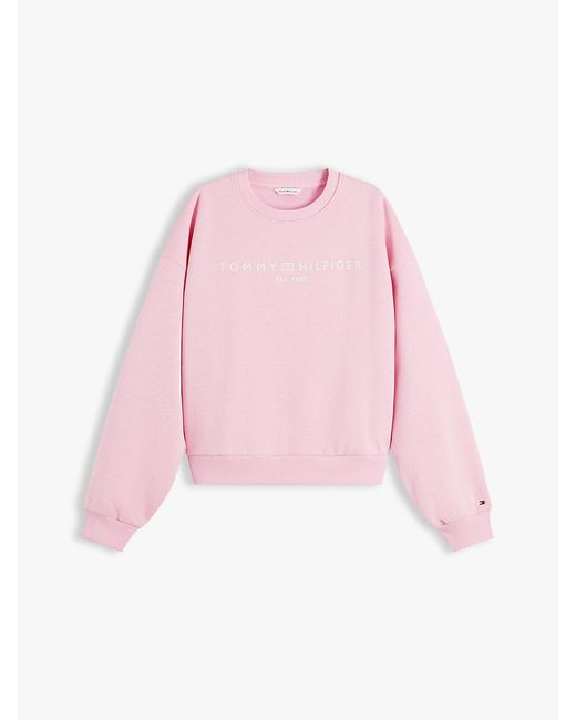 Tommy Hilfiger Pink Logo Relaxed Fleece Sweatshirt