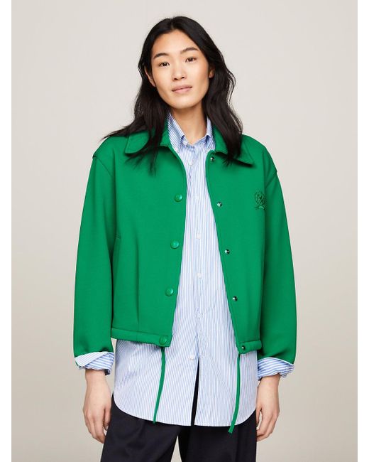 Tommy Hilfiger Green Crest Jersey Coach Jacket