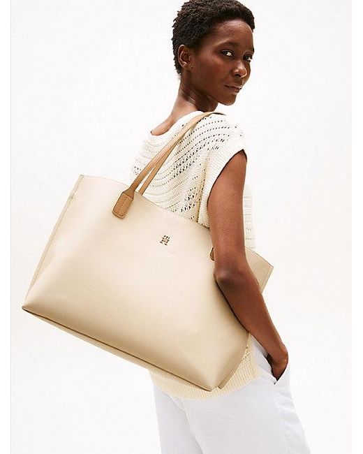 Tommy Hilfiger Natural Tote-Bag Mit Th-Monogramm-Emblem