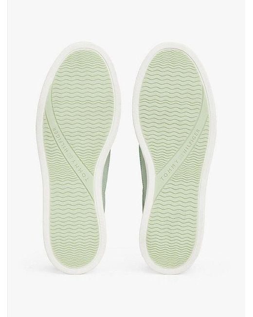 Tommy Hilfiger Leren Court Sneaker Met Metallic Logo in het Green