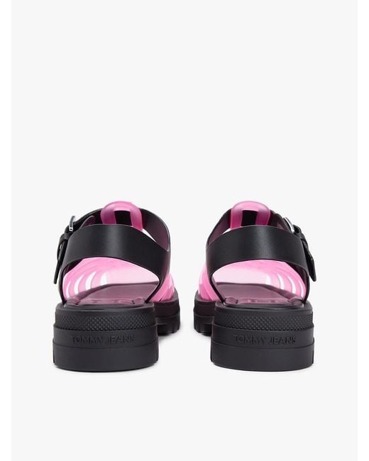 Tommy Hilfiger Pink Jelly Chunky Cleat Fisherman Sandals