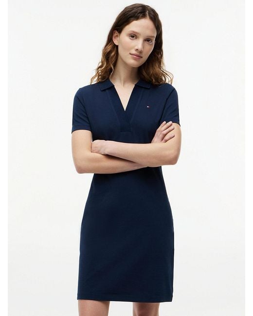 Tommy Hilfiger Blue 1985 Slim Mini Short Sleeve Polo Dress