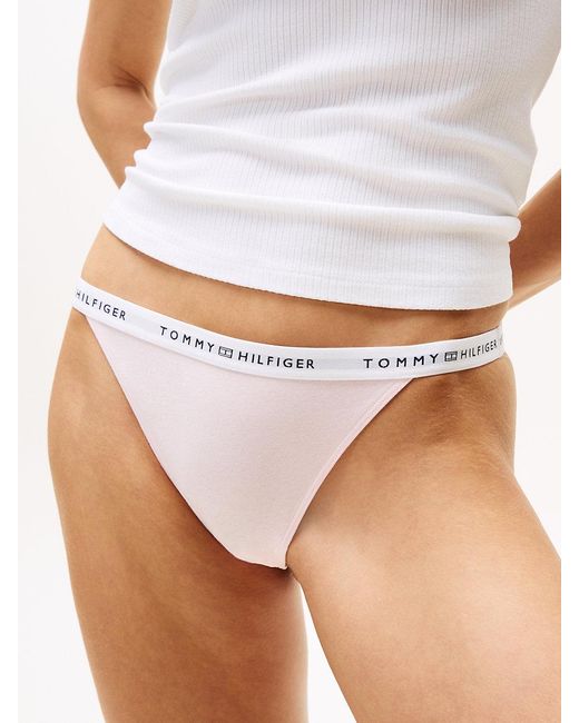 Tommy Hilfiger White Repeat Logo Waistband Tanga Thong