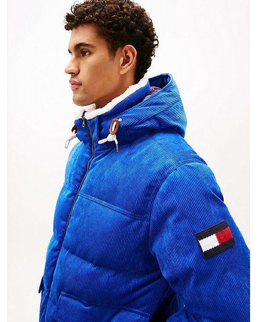 Tommy Hilfiger Puffer-Jacke Aus Cord Mit Daunen Und Kapuze in Blue für Herren