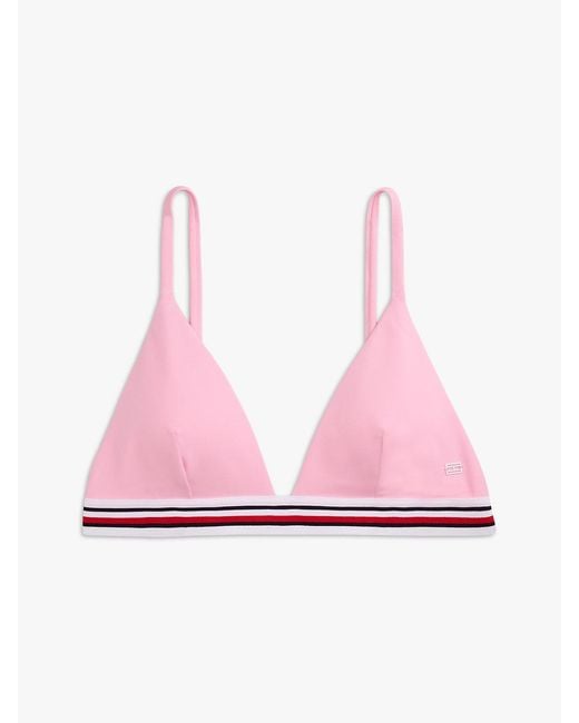 Tommy Hilfiger Orange Global Stripe Triangle Bikini Top