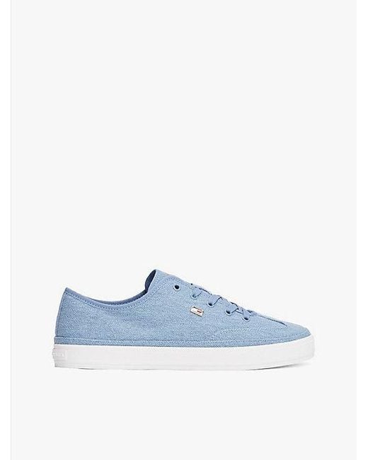Tommy Hilfiger Canvas Sneaker Met Geëmailleerde Vlag in het Blue