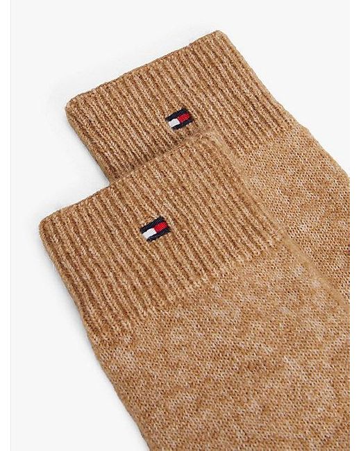 Tommy Hilfiger White Hilfiger Flag Flauschige Strick-Handschuhe