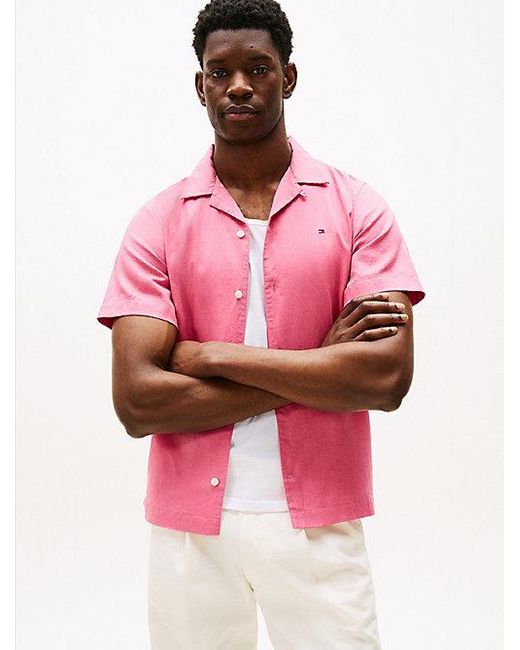 Tommy Hilfiger Regular Fit Overhemd Met Korte Mouwen in het Pink voor heren