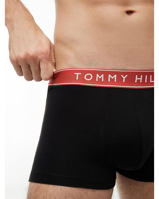 Tommy Hilfiger Black 3-Pack Essential Logo Waistband Trunks for men