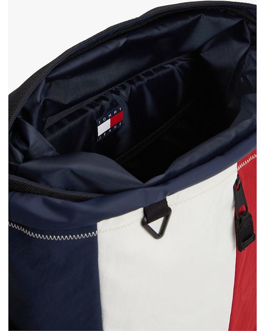 Tommy Hilfiger Blue Archive Textile Easy Access Flap Backpack for men