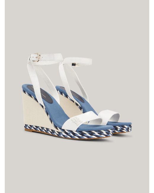 Tommy Hilfiger Rope Detail High Wedge Sandals in Blue | Lyst UK