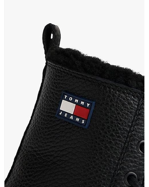 Botas De Media Caña De Piel Forradas Tommy Hilfiger de color Black