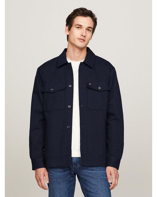 Tommy Hilfiger Blue Twill Relaxed Fit Shacket for men