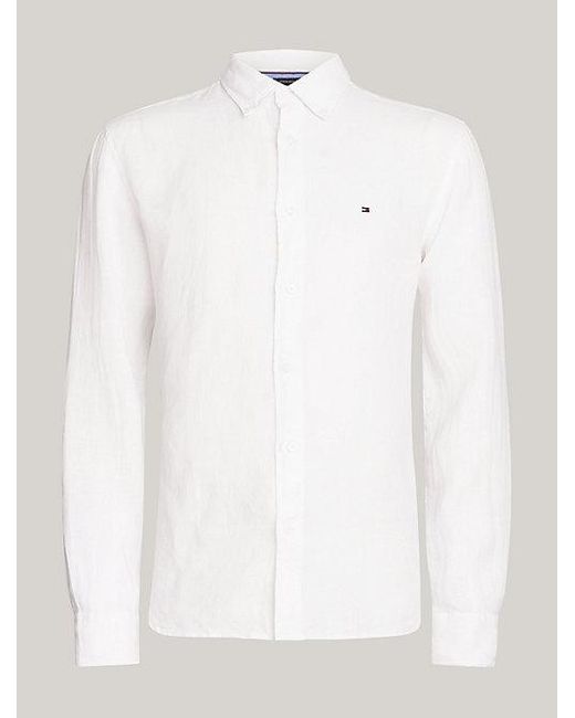 Camisa de lino teñido con pigmentos Tommy Hilfiger de hombre de color White