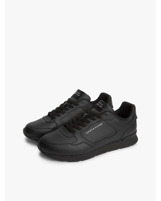 Tommy Hilfiger Black Logo Lightweight Trainers With Leather for men