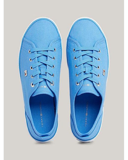 Zapatillas de lona con logo esmaltado Tommy Hilfiger de color Blue