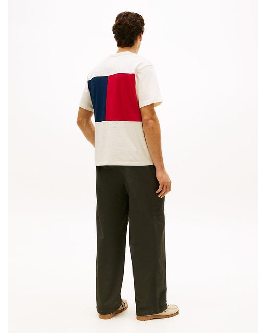Tommy Hilfiger White Flag Embroidery Jersey Relaxed T-Shirt for men